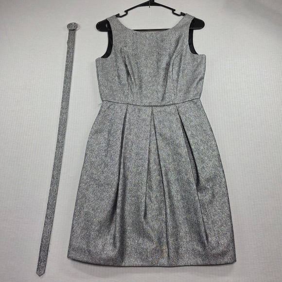 White House Black Market Dresses & Skirts - WHBM NWT Grey Metallic Sleeveless Belted Tulip Dress Pockets Sz 2 Cocktail Glam
